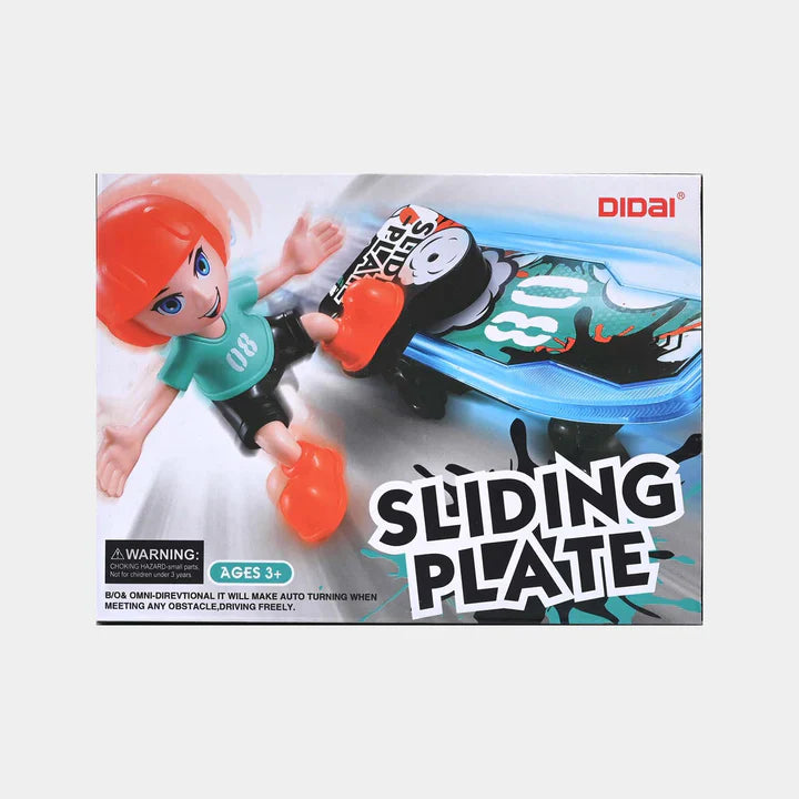 Skating Stunt Boy with Sliding Plate