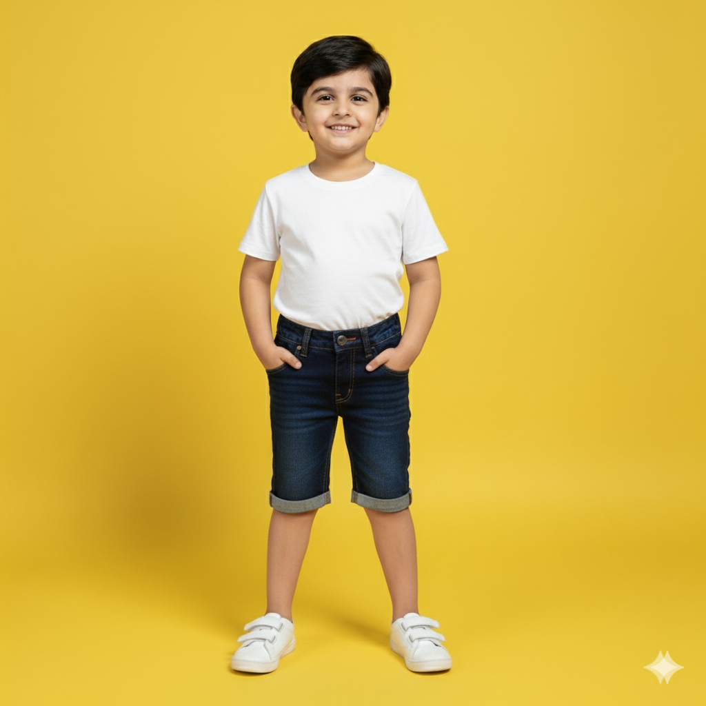 Navy Blue Denim Shorts