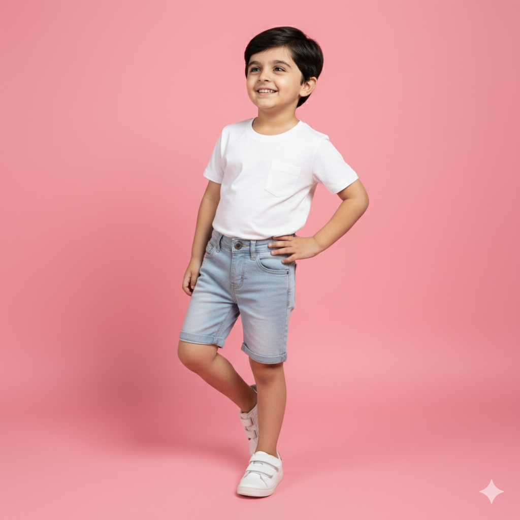 Faded Blue Denim Short