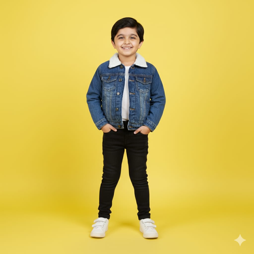 Blue Denim Fur Jacket