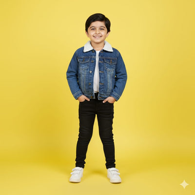 Blue Denim Fur Jacket