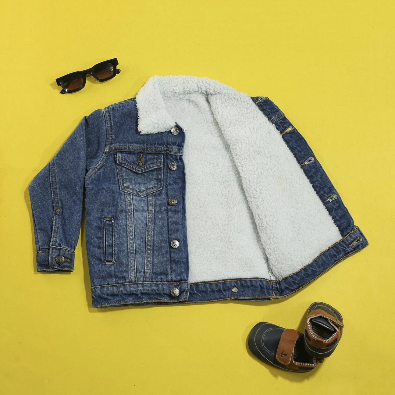 Blue Denim Fur Jacket